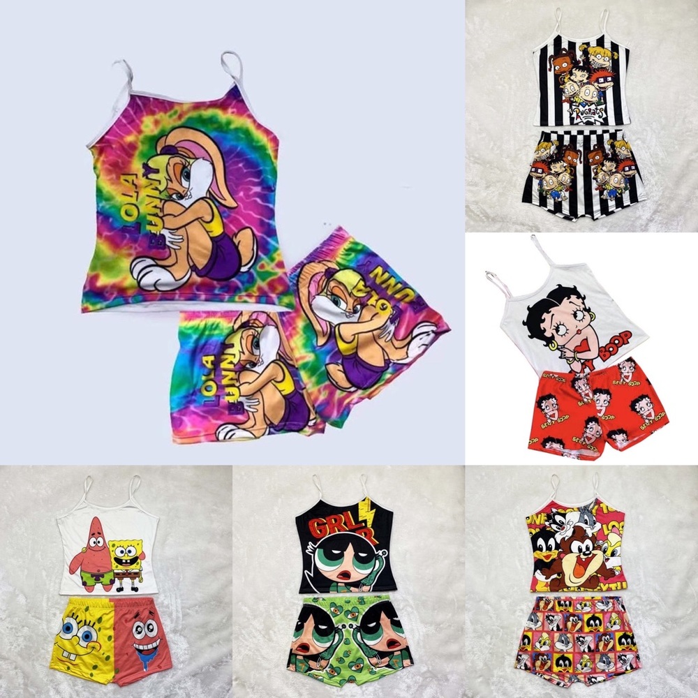 Cartoon Tank and Shorts Set